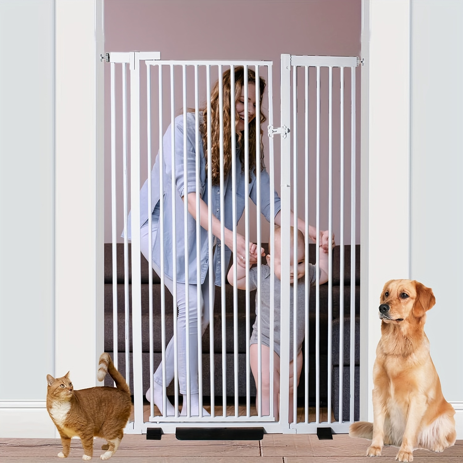 177 inch extra wide telescopic baby gate, 34 inch high mesh baby