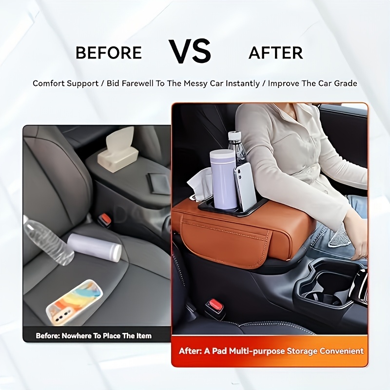 1 pu leather armrest with storage pocket provides comfortable elbow support features stylish stitching is universal and fits all vehicles Product details 2