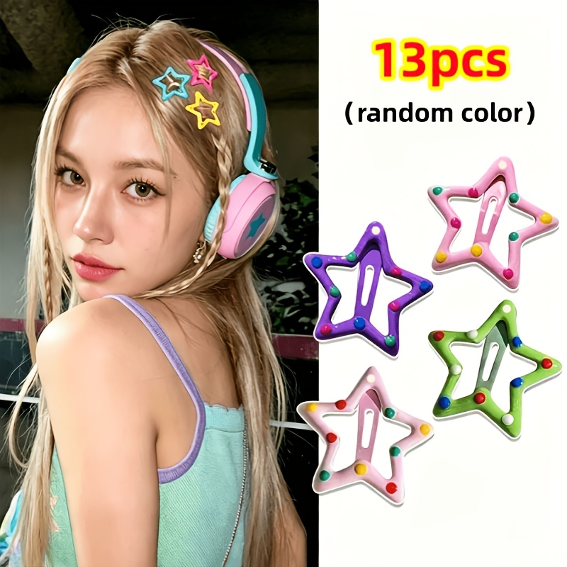 TEMU 13pcs Women's Random Color Polka Hair Clips, Cute Colorful Dot Pattern Bobby Pins, Sweet School Style, Adorable Summer Outing Hair Accessories