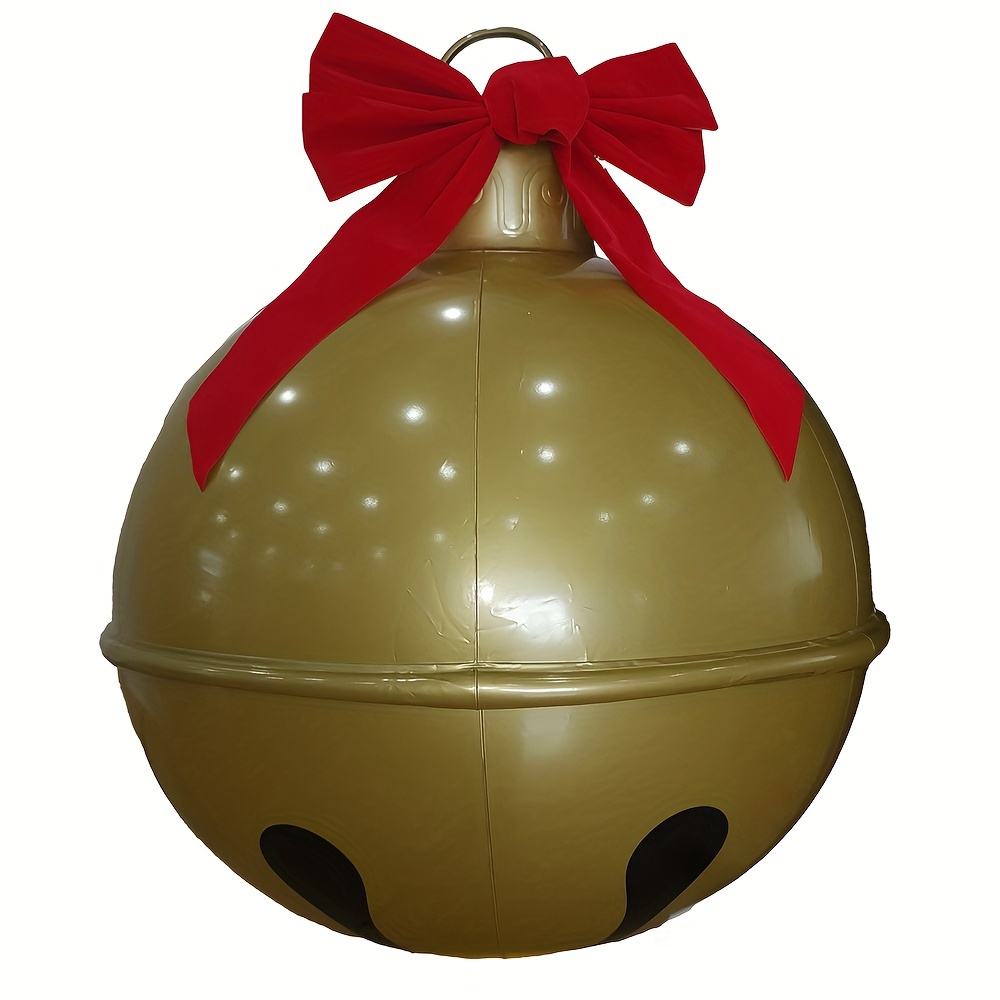 Inflatable Christmas Bell, Thickened Durable Pvc Material, Very Suitable For Garden And Terrace Decoration, A Great Holiday Gift, With Bows