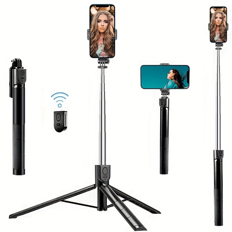 

Trépied pour selfie 167 cm/66 pouces avec télécommande sans fil, extensible, portable, rotation à 360 degrés, ultra long pour téléphone portable