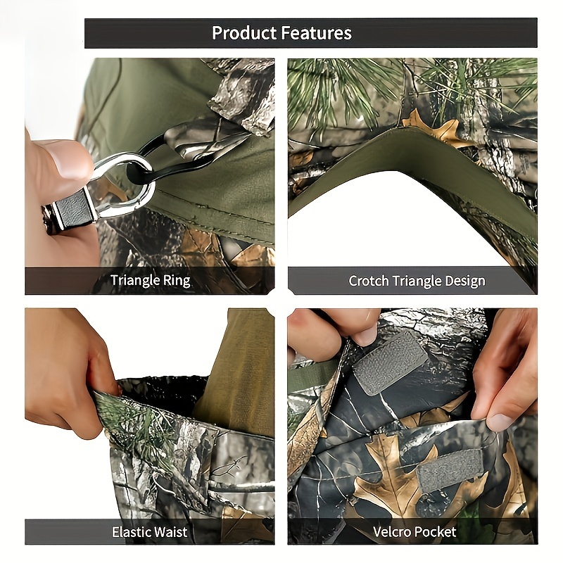 Large Size Water-Resistant Ripstop Mens Camo Hunting Pants With 9 Pockets For Turkey Hunting
