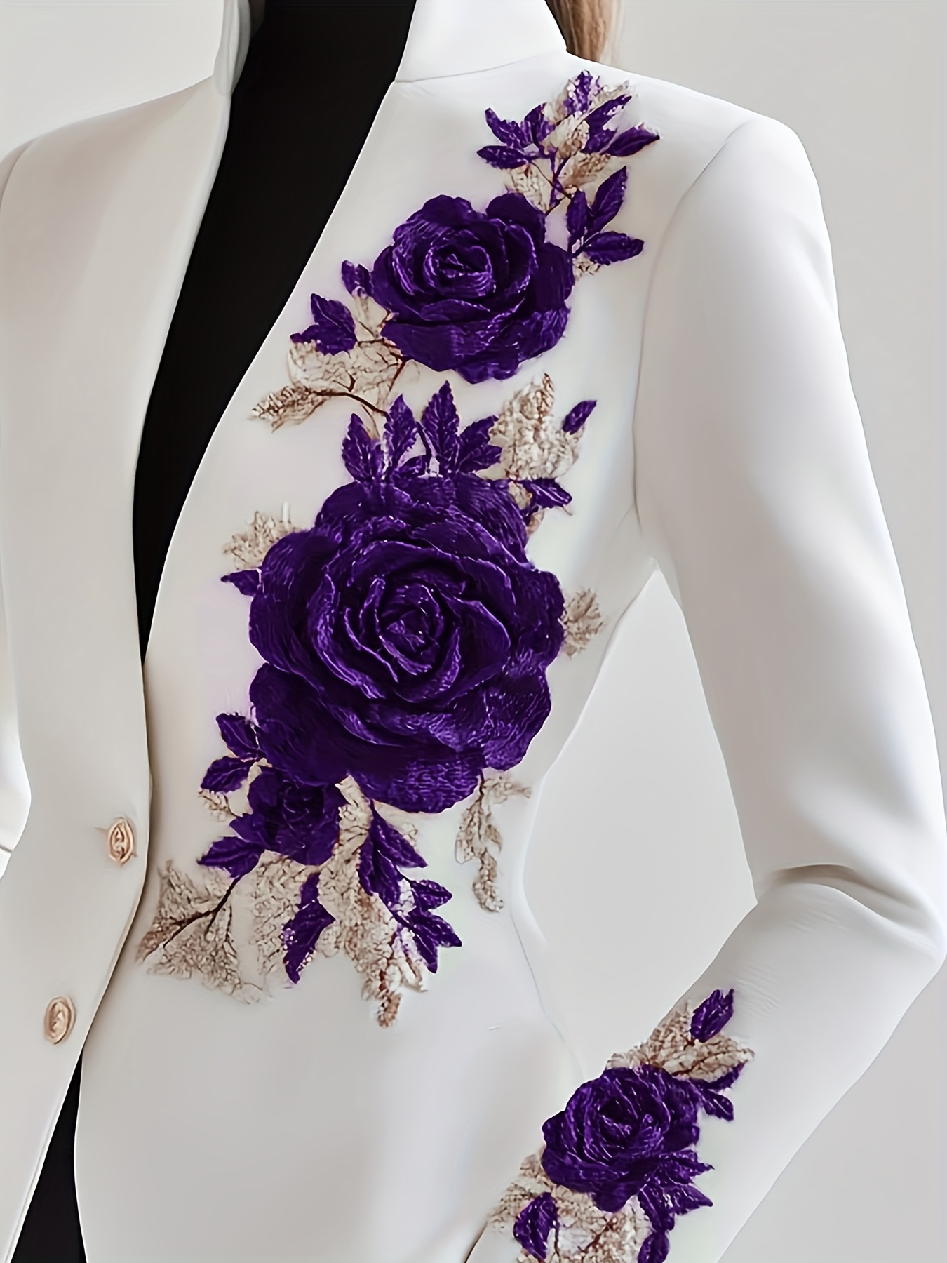 women's casual rose floral embroidered jacket - Temu Netherlands