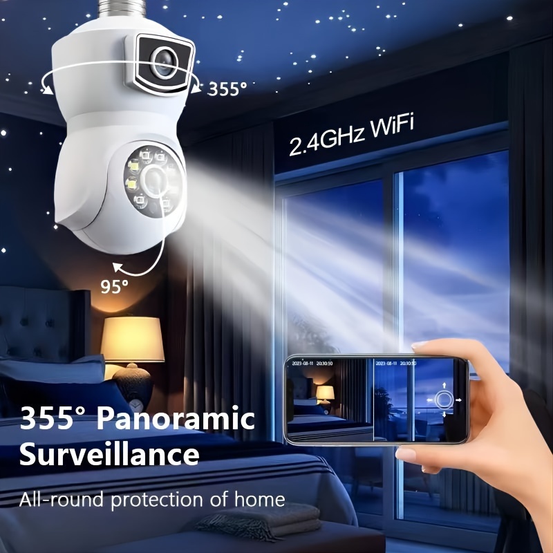 3mp hd ptz dual lens security camera   motion detection 2 way audio for indoor outdoor e27 socket details 4