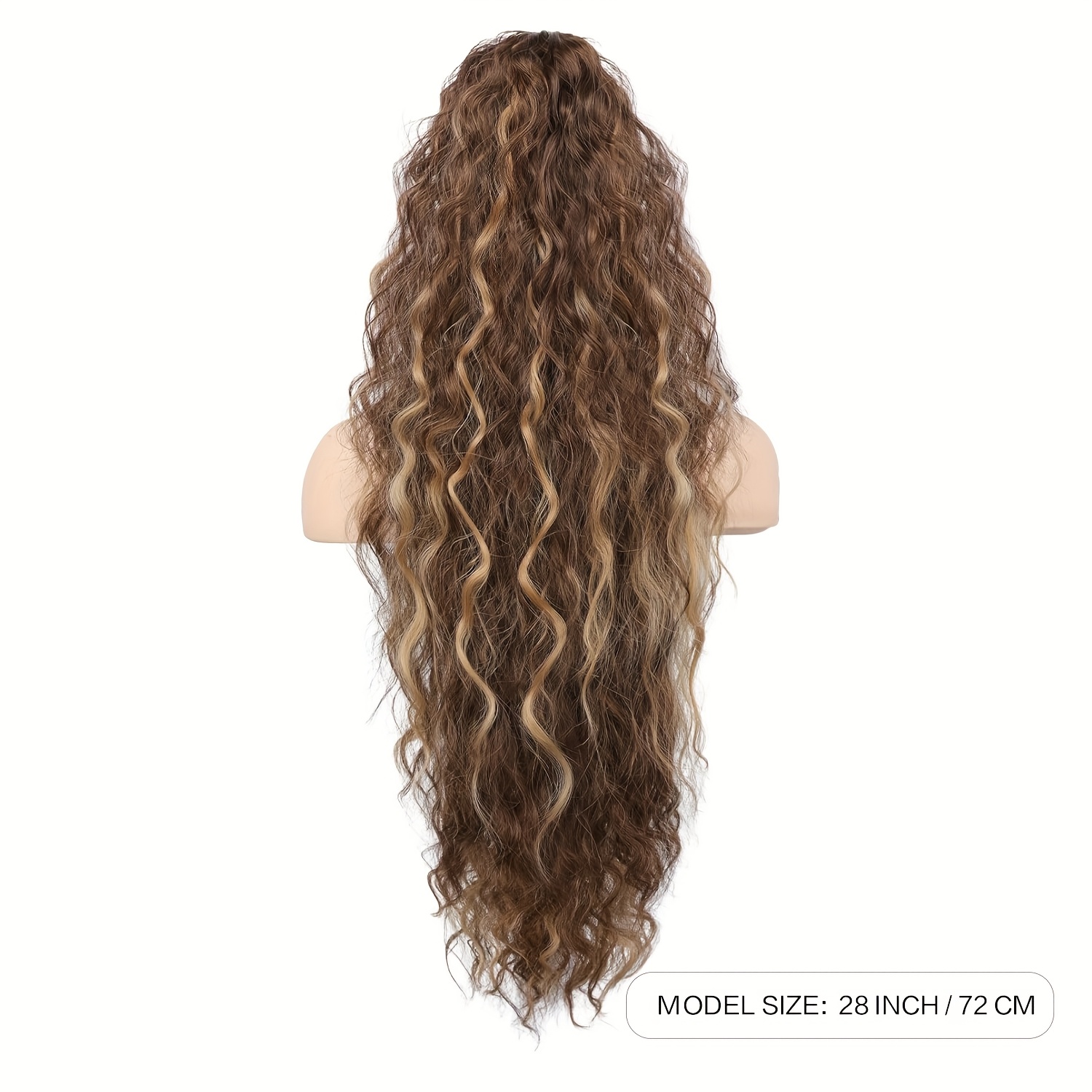 28 inch lightweight curly wave clip in hair extension multi layered synthetic hair for   ponytails chocolate brown unisex all   ponytail hair extensions versatile hairpiece multilayered texture easy application hairpiece details 8