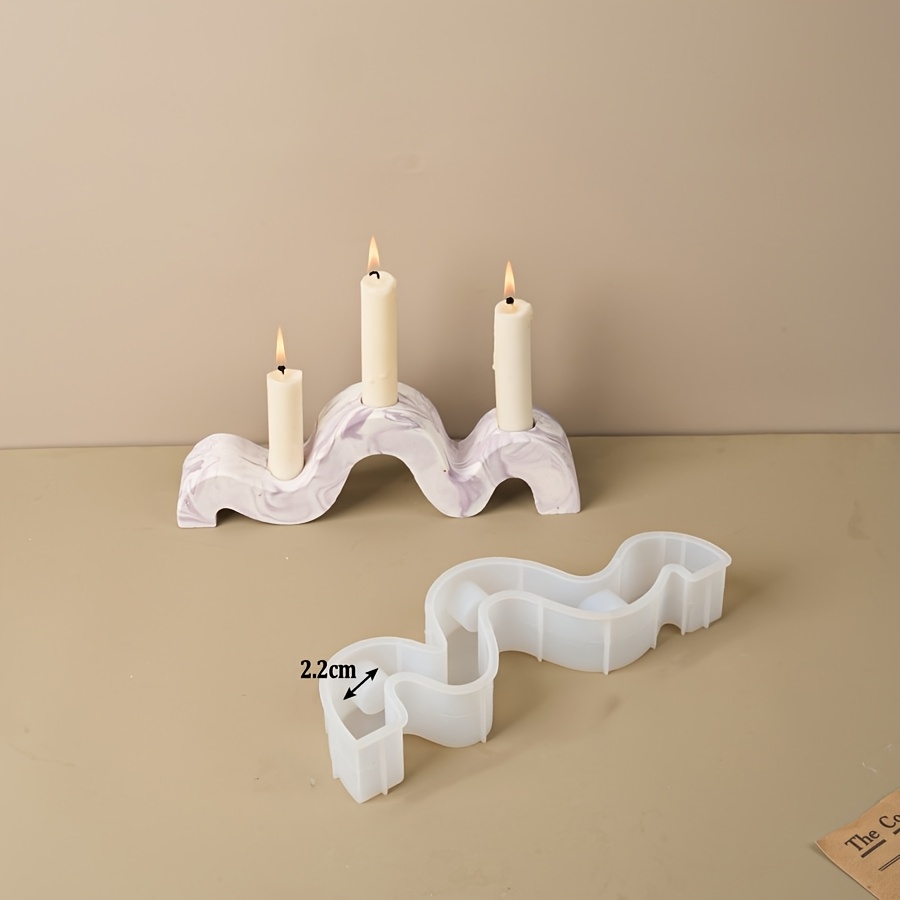 

1pc Silicone 3-hole Candle Holder Mold, Diy Irregular Casting Stand For Plaster, Epoxy Resin Crafting Mold