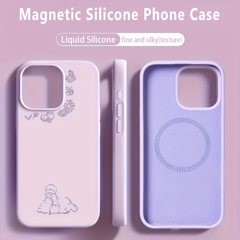 TEMU Adorable Bear Creative Magnetic Phone Case For Iphone 16 Pro Max, Unisex Phone Case 15pro/14pro/13pro/12pro, Anti-drop Scratch-resistant Shell