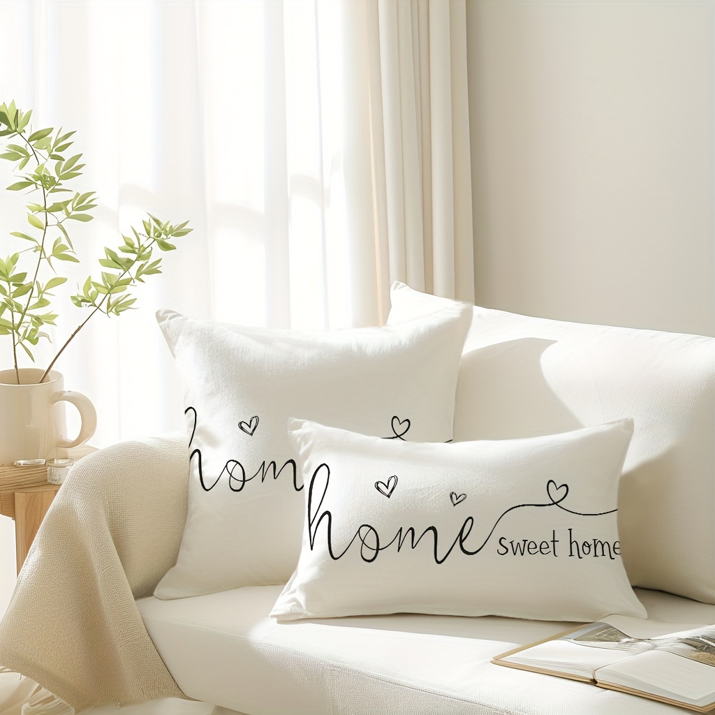 

1pc, Home Sweet Home Farmhouse Throw Pillow Cover, Home Decor Cushion Cover, 11.8in*19.7in, 17.7in*17.7in, Decorations For Home, For Couch Sofa Living Room Bedroom, Without Pillow Insert