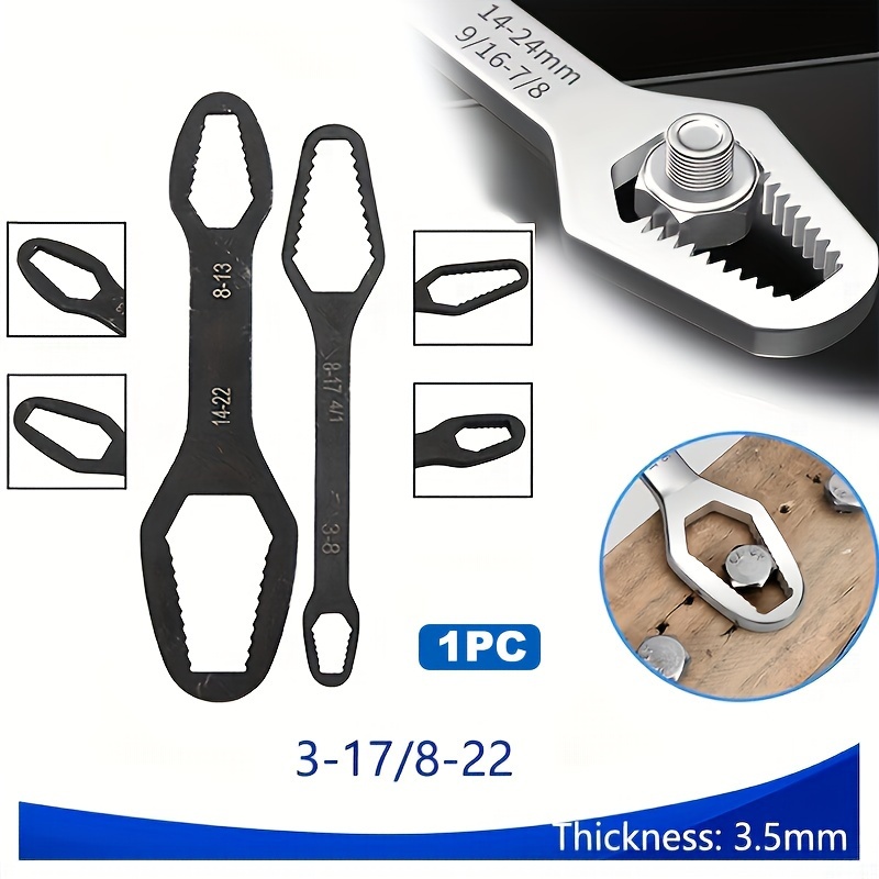 

A Double-ended Plum Wrench With A Thickness Of 3.5mm, 8-22mm/3-17mm Hex Double-ended Ratchet Wrench, Suitable For Tightening Screws And Nuts Of Diameters.