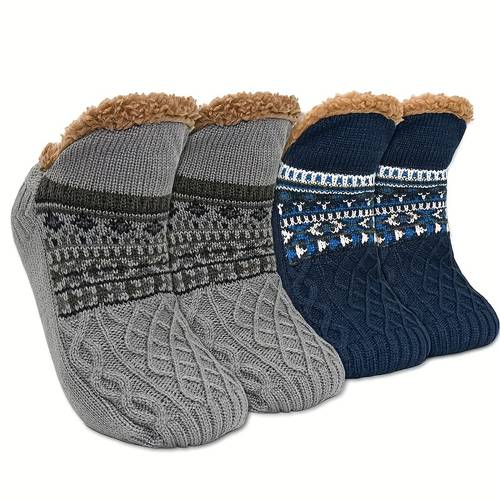 1 pair sherpa mens comfortable shoes warm non slip striped winter slippers cozy unisex gift
