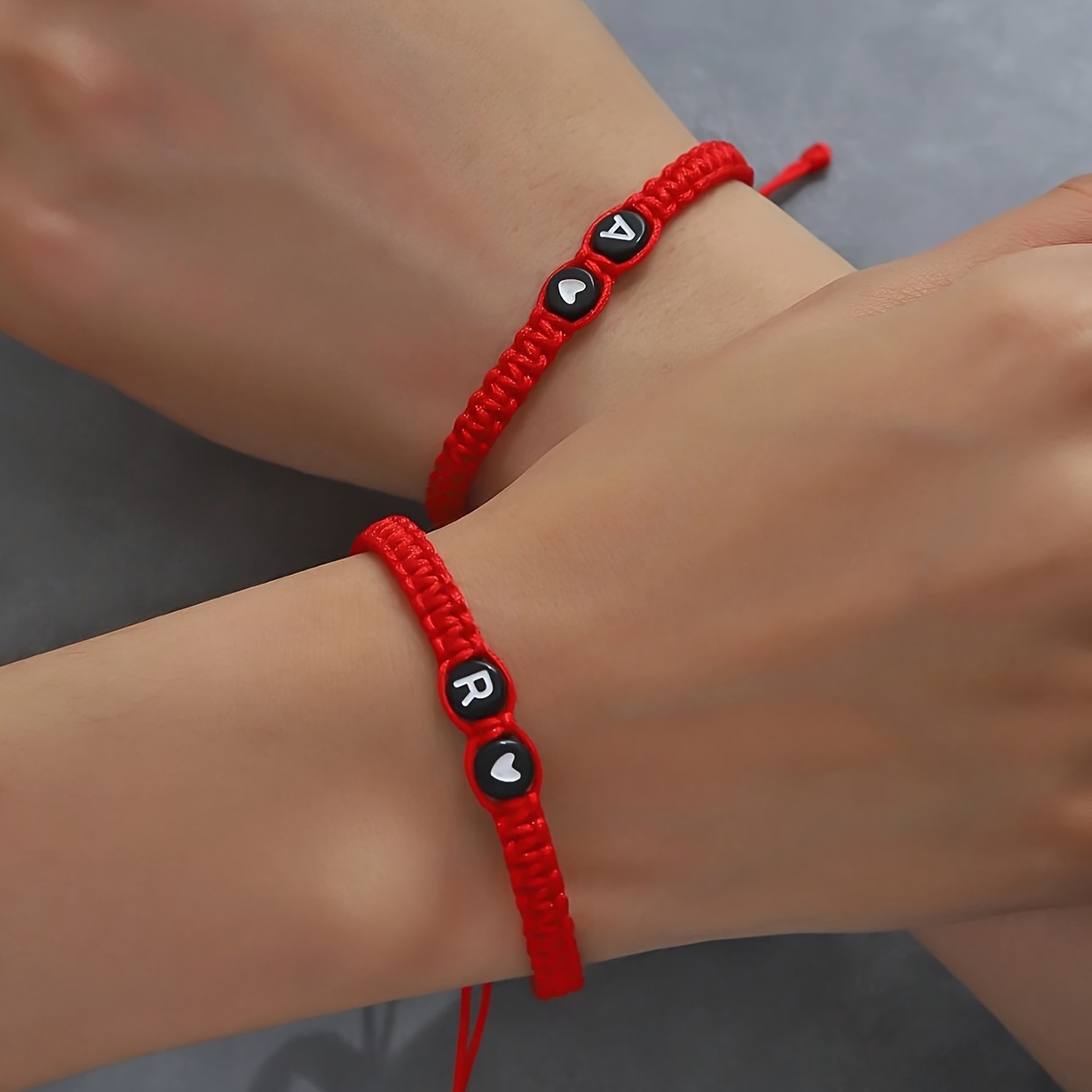 Adjustable Braided Couple Bracelet Heart Letter Charms Red Rope