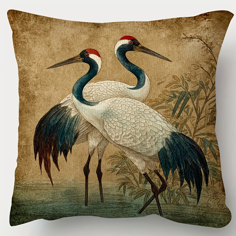 TEMU 1pc, Double-sided Short Pillowcase, Japanese Vintage Art Japanese Throw Pillows Covers, Multiple Sizes Pillow Case, Suitable For Sofa, Living