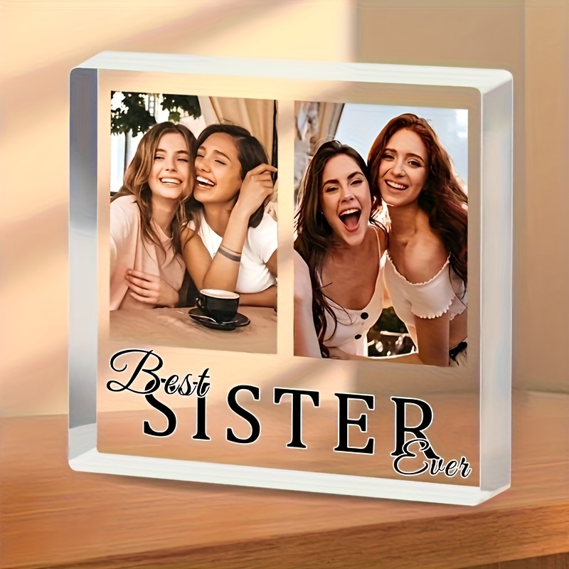 E-shop Anpassbarer Acryl-Foto-Block - "Beste Schwester " Gravierte Andenken - Ideales Geschenk für Schwestern, , Familie - Vielseitige Wohnkultur für
