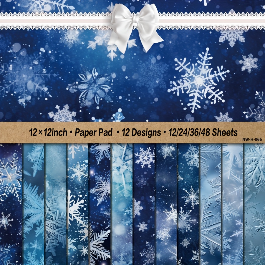 

Snowflake Paper Pad - 12x12 Inch, Assorted Sheets (12/24/36/48), Diy Craft & Cardstock For Decorative Backgrounds