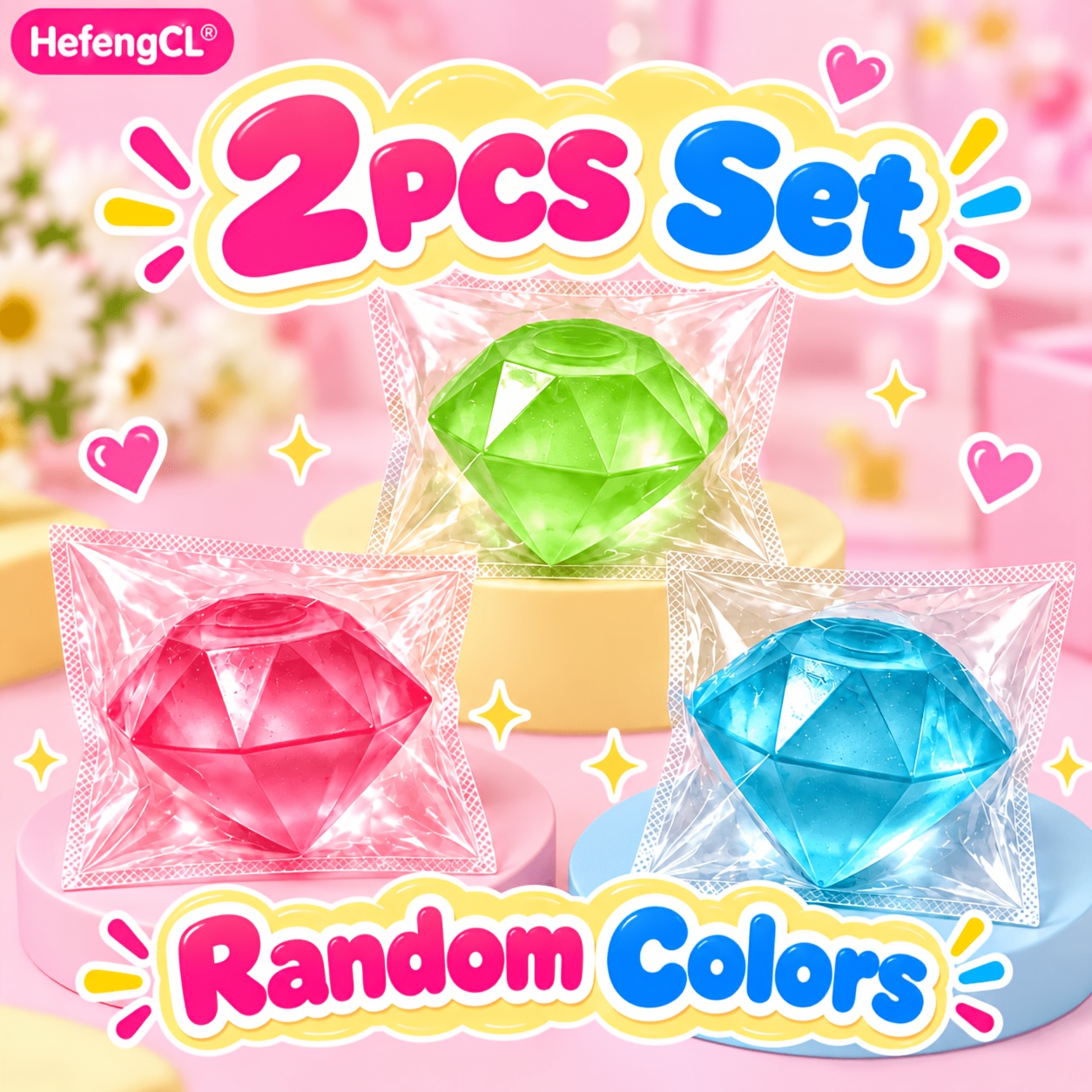 TEMU Hefengcl 2pcs Toys, Random Squeeze Gem Toys, Cute Desk Toy, Party Favor, Halloween Christmas Gift