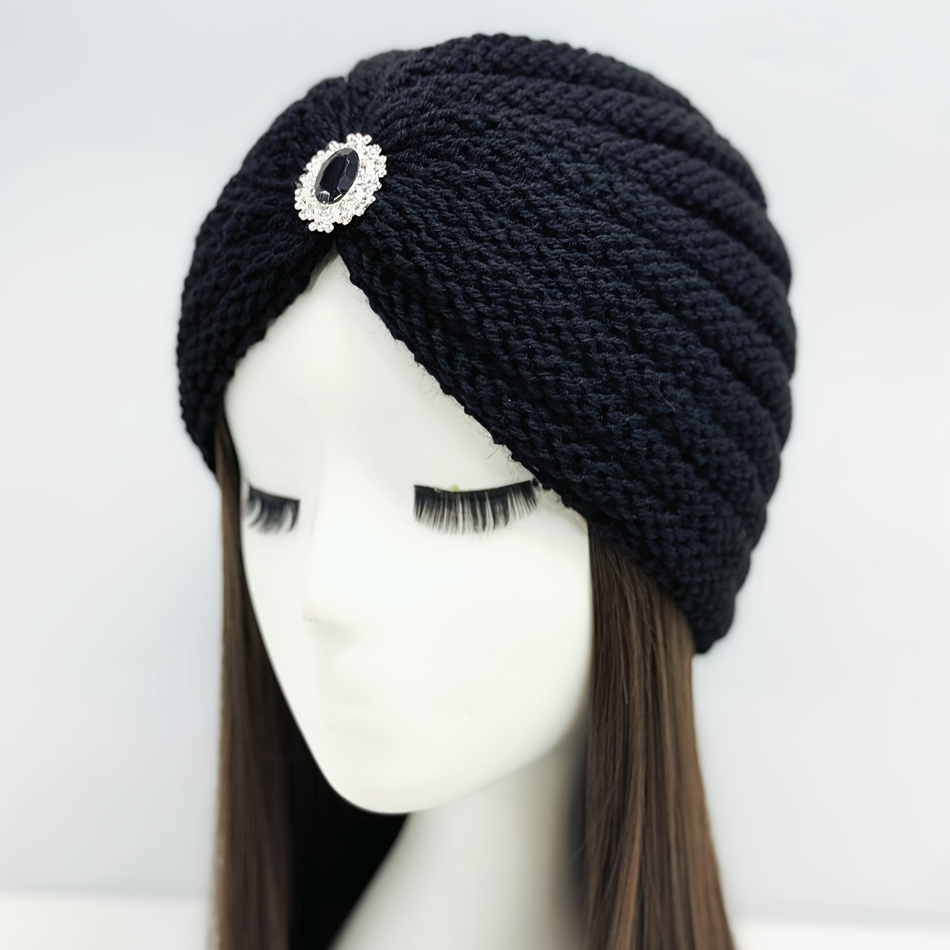 1pc Women's Simple Versatile Beanie, Warm And Cold-resistant, Elegant Rhinestone Solid Color Pullover Hat, Suitable For Home And Outdoor Use