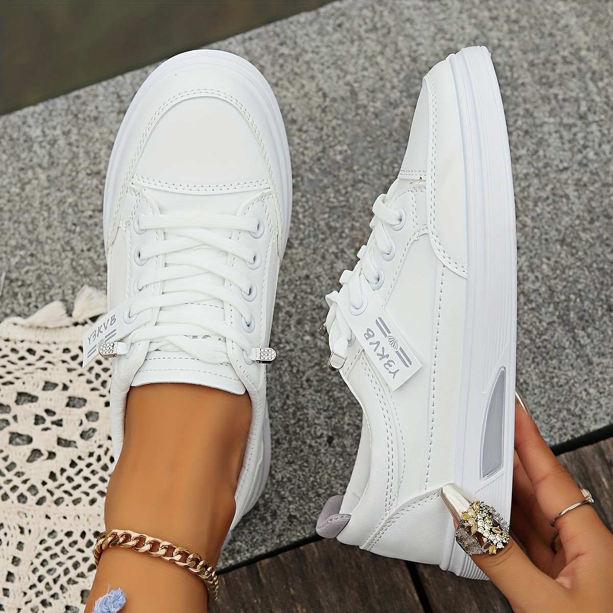 Braut Sneaker Leder Sneaker Beige WeiÃŸe Low Top Sneaker Footwear