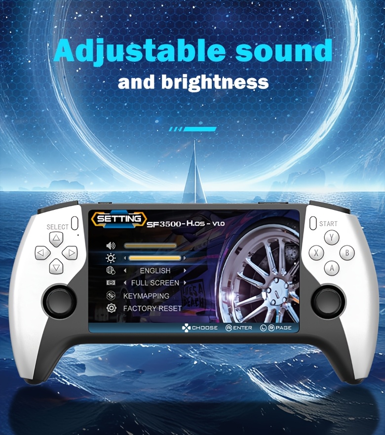 YAJOTIN SF3500 Portable Retro Gaming Console | 5-inch IPS HD Screen, USB Rechargeable, Lithium Battery, Ergonomic Design with Stand, Compact and Durable, Ideal for Birthday, Halloween, Christmas Gifts