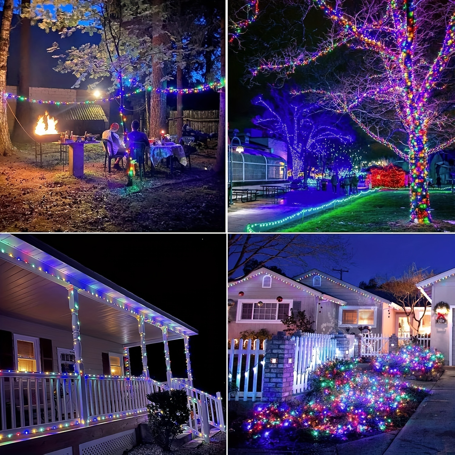Solar String Lights - 8-Mode Outdoor Solar-Powered Christmas Tree Lights with Built-in Battery, Remote Control & Light Sensor, Durable Plastic, Courtyard, House Party, Wedding, Halloween & Christmas Decorations, Solar Christmas Lights