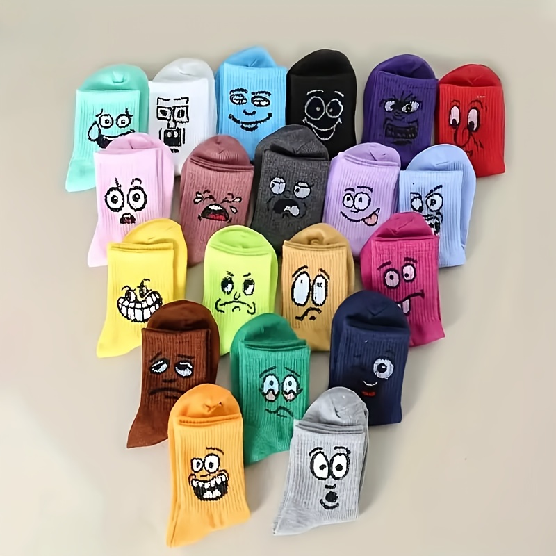 

5/10pcs Chaussettes Couleurs Bonbons Amusantes pour - Design d' de Dessins Animés, Mélange de Polyester Respirant