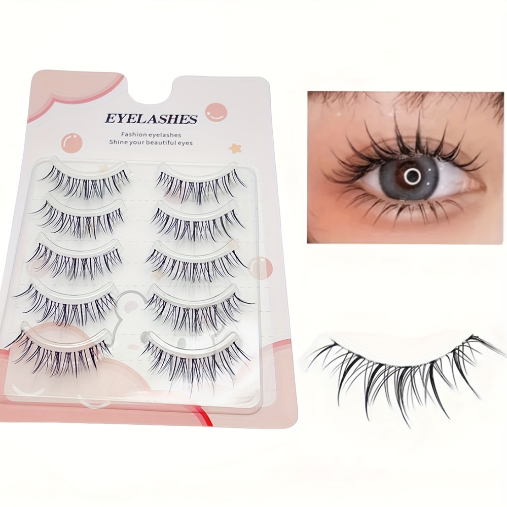 5 Pairs Of False Eyelashes That Provide , With Transparent, Thin Bases. Eyelashes Are Designed For An Extended Look, Featuring A Slim And Multi-layered 3d Effect
