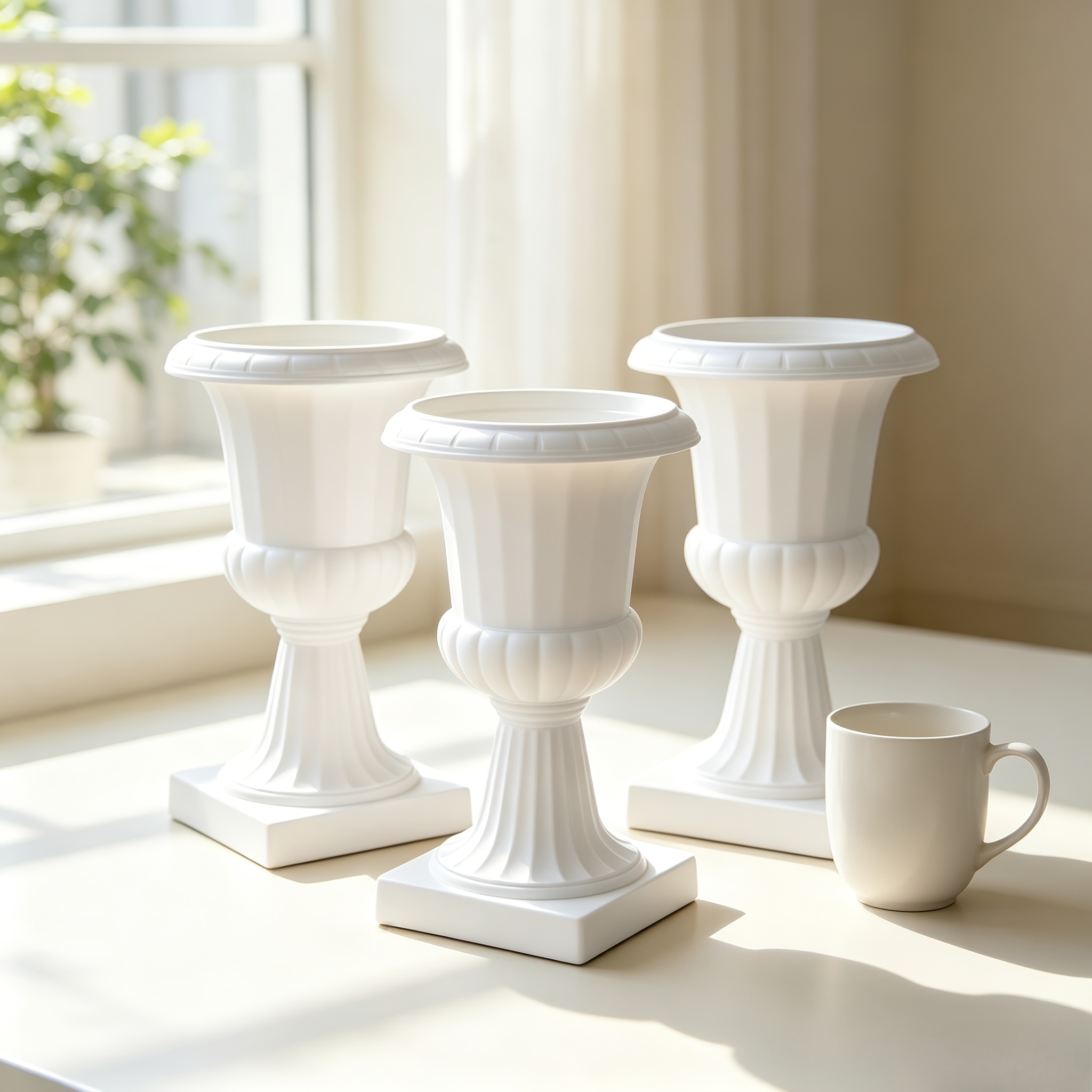 TEMU 3 Sets Of Small White Decorative Flower Pots, Detachable Base Wedding Vase, Suitable For Desktop Plants, Succulent Cultivation, Balcony