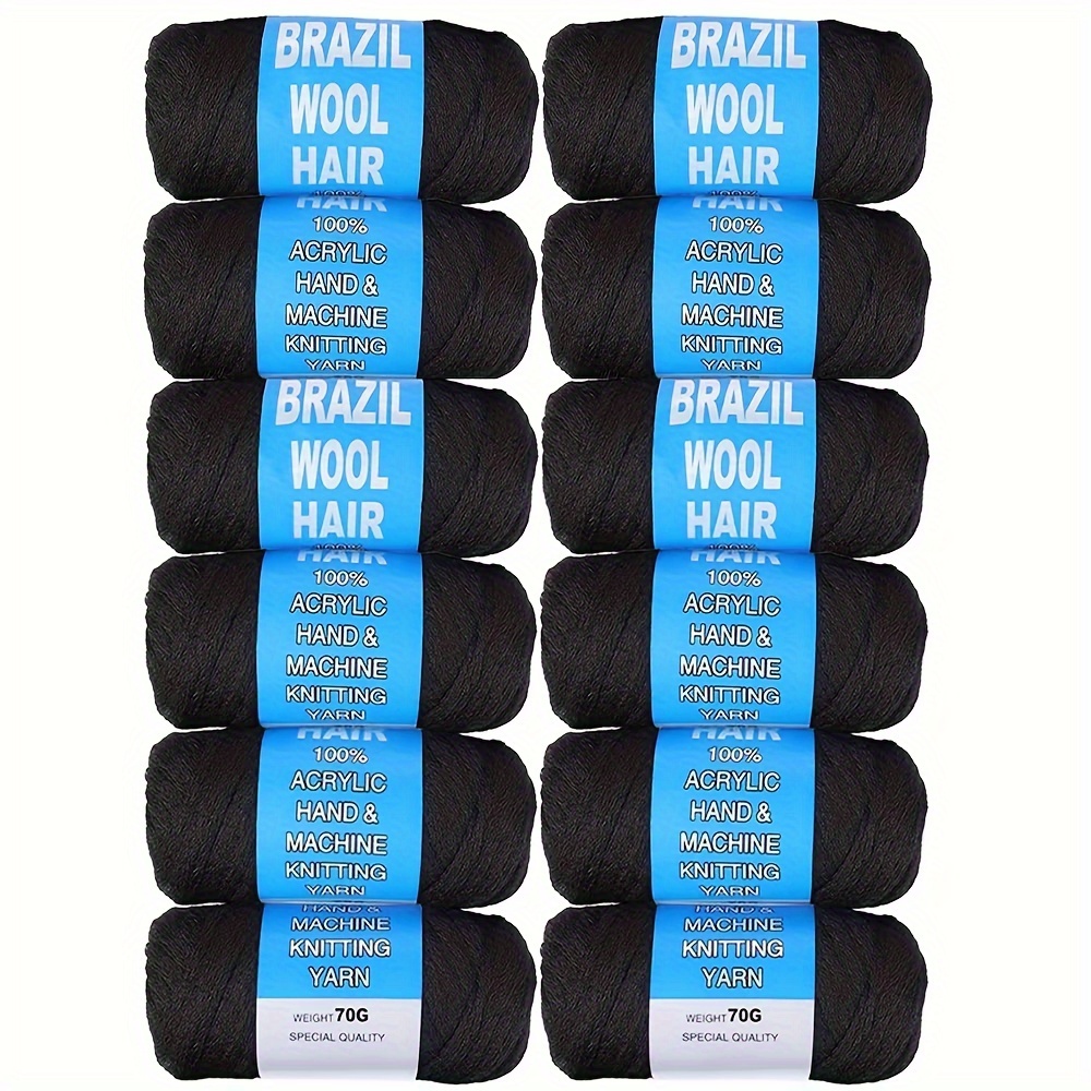 Image of 12pcs Premium Brazilian Fleece Acrylic Yarn For Braiding - 100% Brazilian Fleece, Hand & Machine Knitting, Ideal For African Braids, Twists, Locs & Wraps, Versatile Styling For All Hair Types