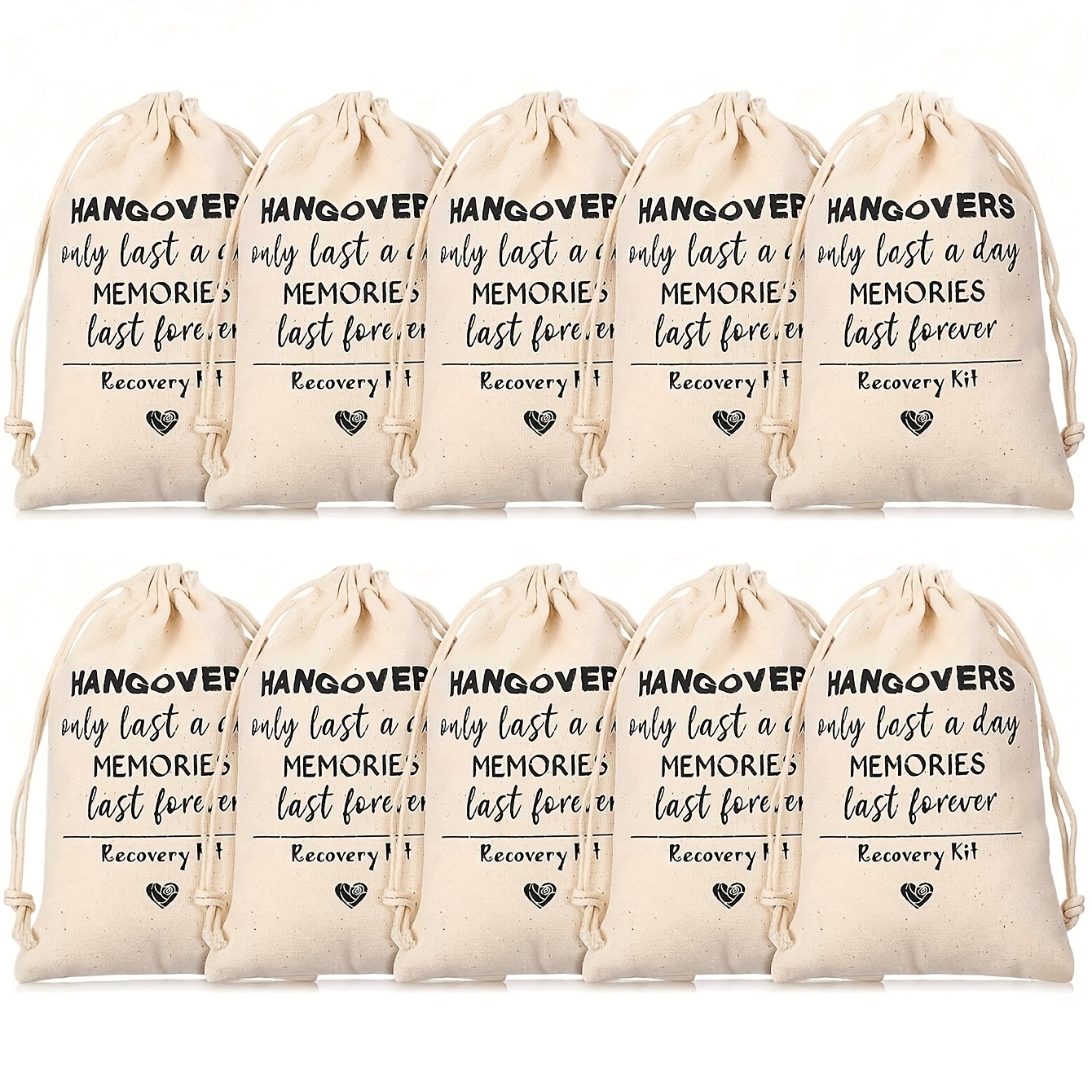 E-shop 10 Stück Partygeschenk Hochzeitsset 4 x 6 Zoll -Brautjungfern-Tasche mit Zugband, Überlebens- und Erholungsset für Brautjungfer – als Geschenk