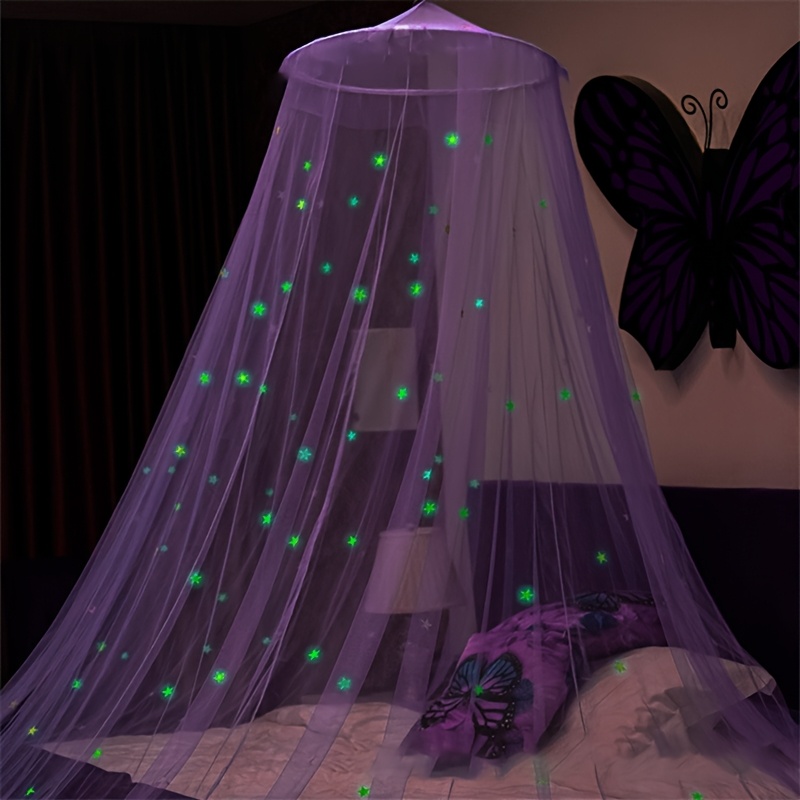 1pc Suspended Ceiling, Floor To Ceiling, Princess Wind Bed, Curtain, Bed Curtain, No Installation, Fluorescent Dome Net, Star Hanging Decoration