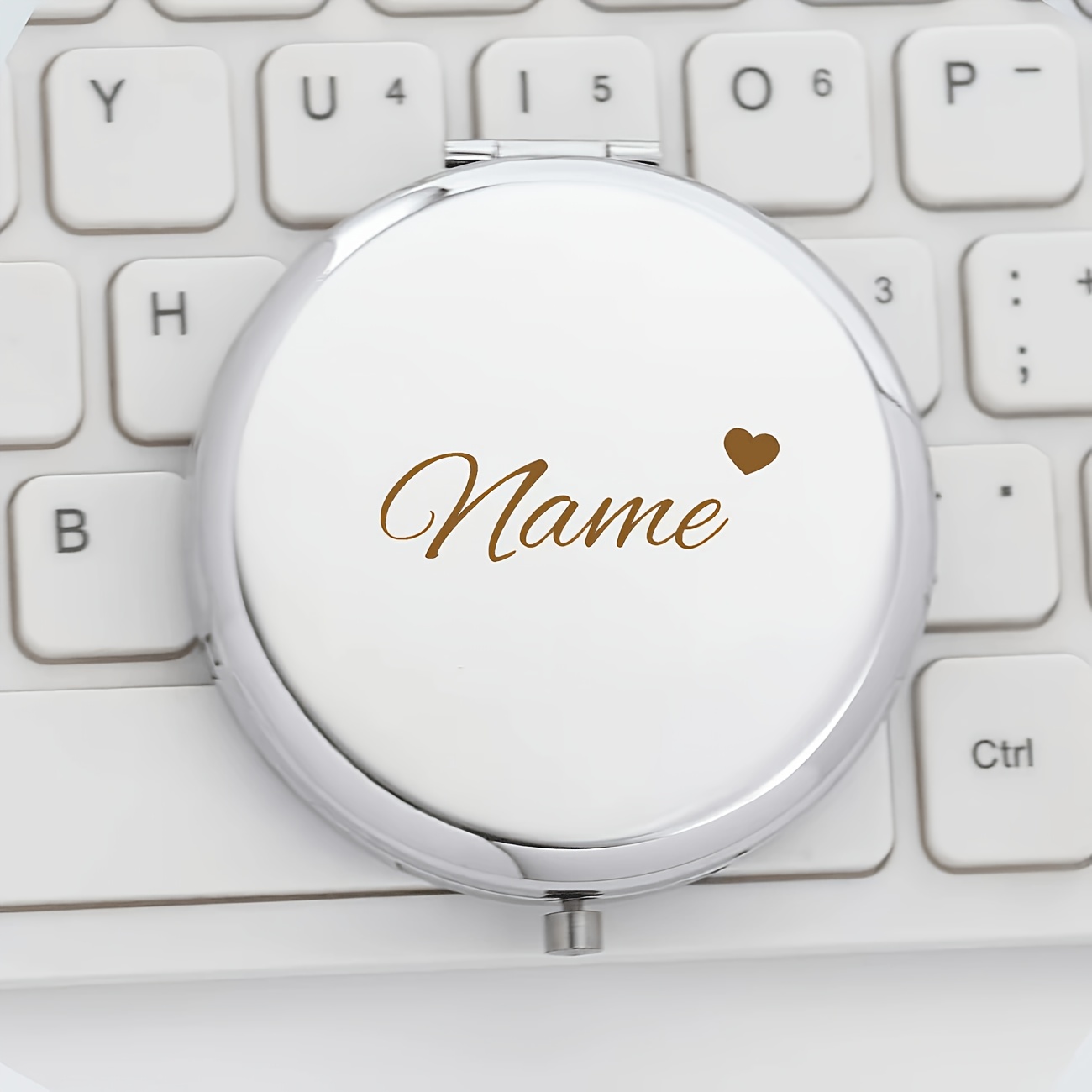 TEMU Customizable Name/text Heart-shaped Makeup Mirror, Exquisite Wedding Favor, Bridesmaid Party Gift, Guest Present, Personalized Portable Mirror,