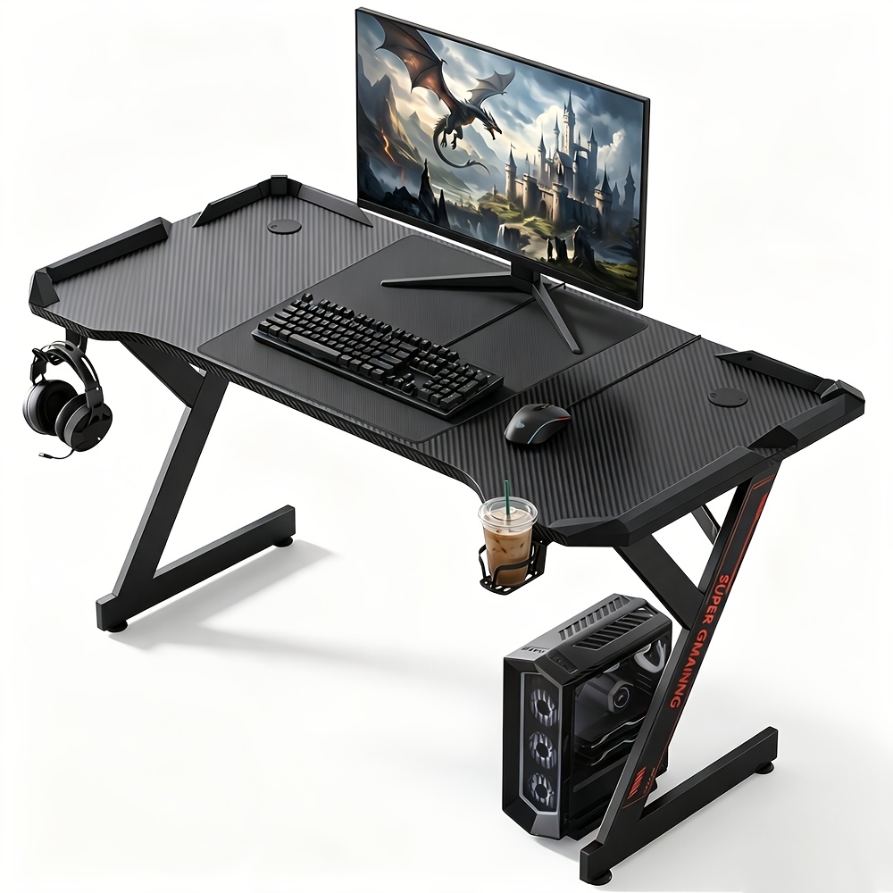 Image of Woraum Gaming Computer Desk, Desk, Multifunctional Office Desk/ Desk, -bearing, Stable Z-shaped Bracket, Standard Headphone Hook/cup Holder, Suitable For Home Office Desks And Esports Desks