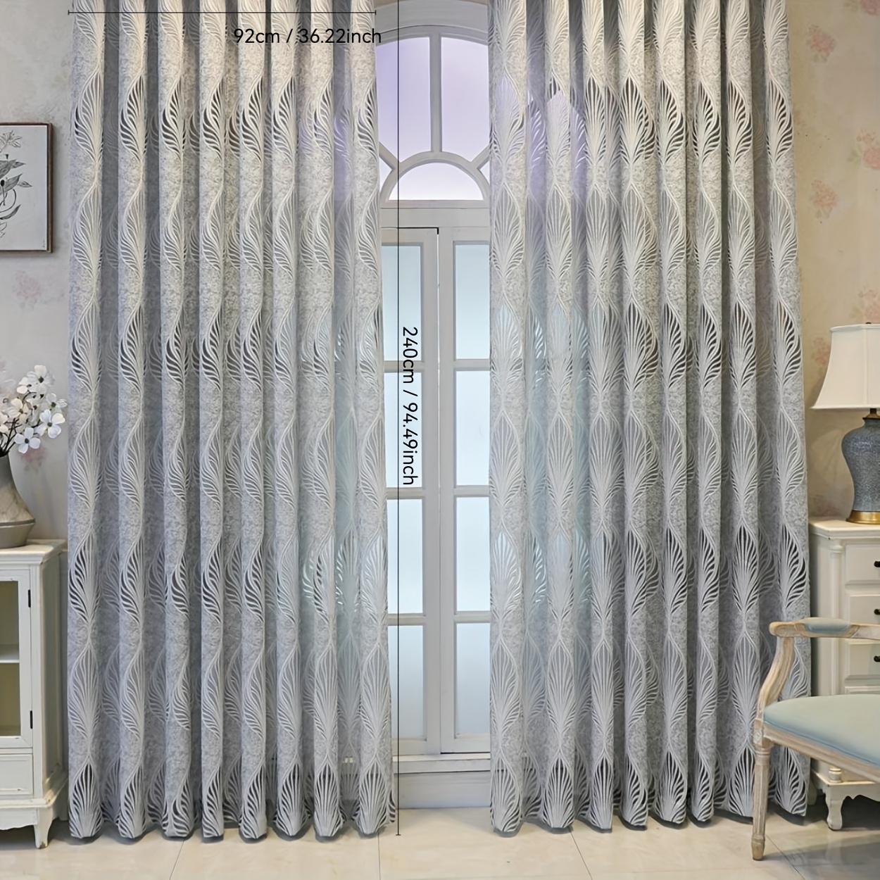 TEMU 2pcs European-style Finished Curtains With Rods, Suitable For Decoration In Living Rooms, , And Bedrooms.