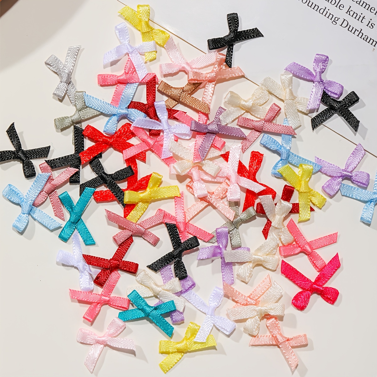

50 Pieces Of Mini Fabric Nail Art Accessories Ribbon Earrings Underwear Decoration Clothing Card Making Wedding Christmas Gifts Decoration Dress Hair Accessories Diy Crafts