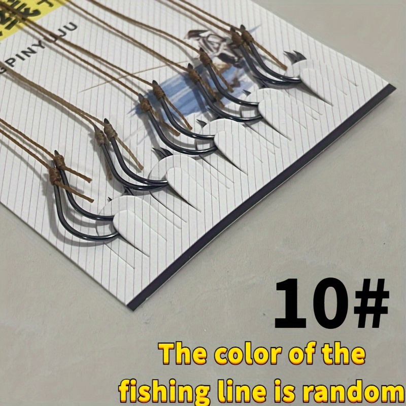 Image of Colorful Fish Hook 50pcs Small Size 3#-12# Pre-tied Fish Hook With Pe Line, High Carbon Steel Fishing Hook, Used For Carp Fishing