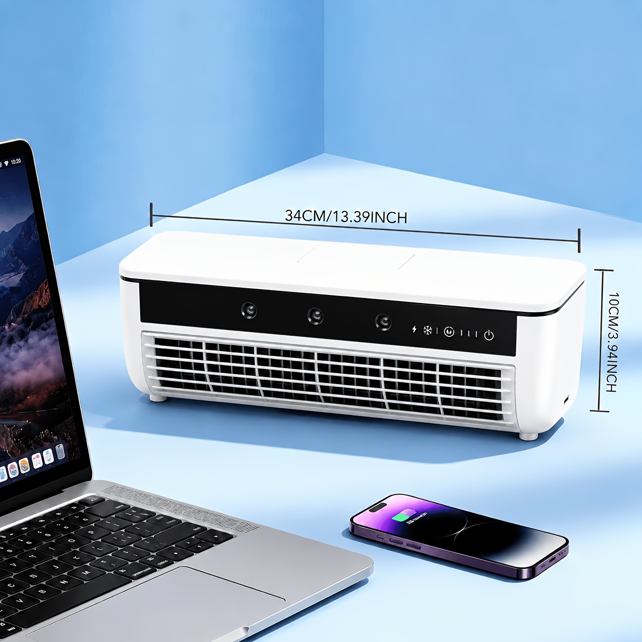 Ventilateur USB 3-en-1 à brume de glace avec refroidissement à semi-conducteur et humidificateur | Nouvelle version 2026, affichage numérique intelligent, ventilateur USB à flux d'air glacé puissant p