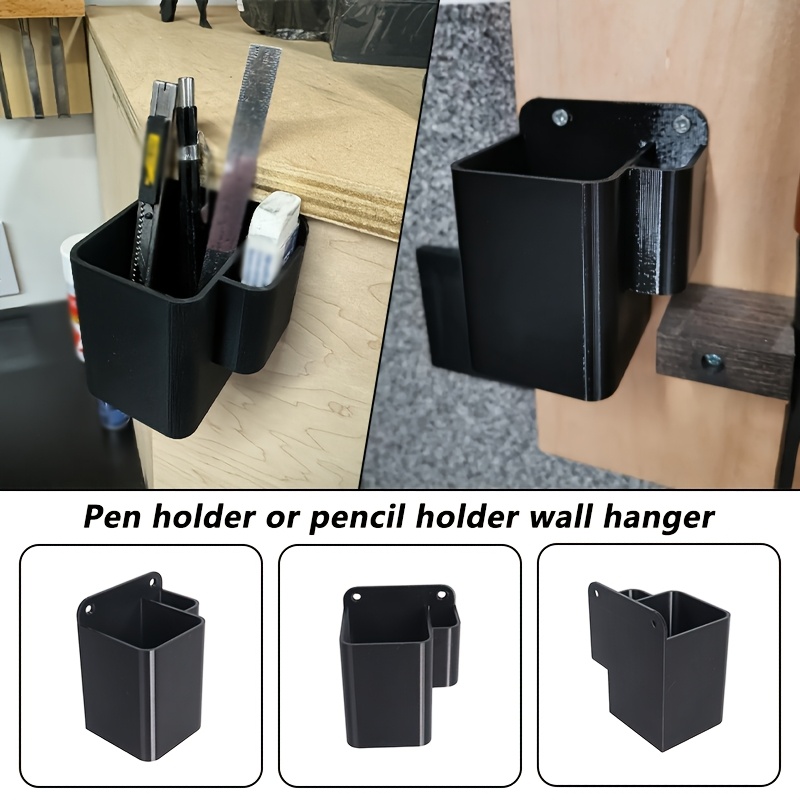 TEMU 1pc Black Pen Holder Wall Hanging Rack, Pen Holder Or Pencil Holder Wall Hanging Rack, Tool Storage Box, Essential For Workshop Organization,