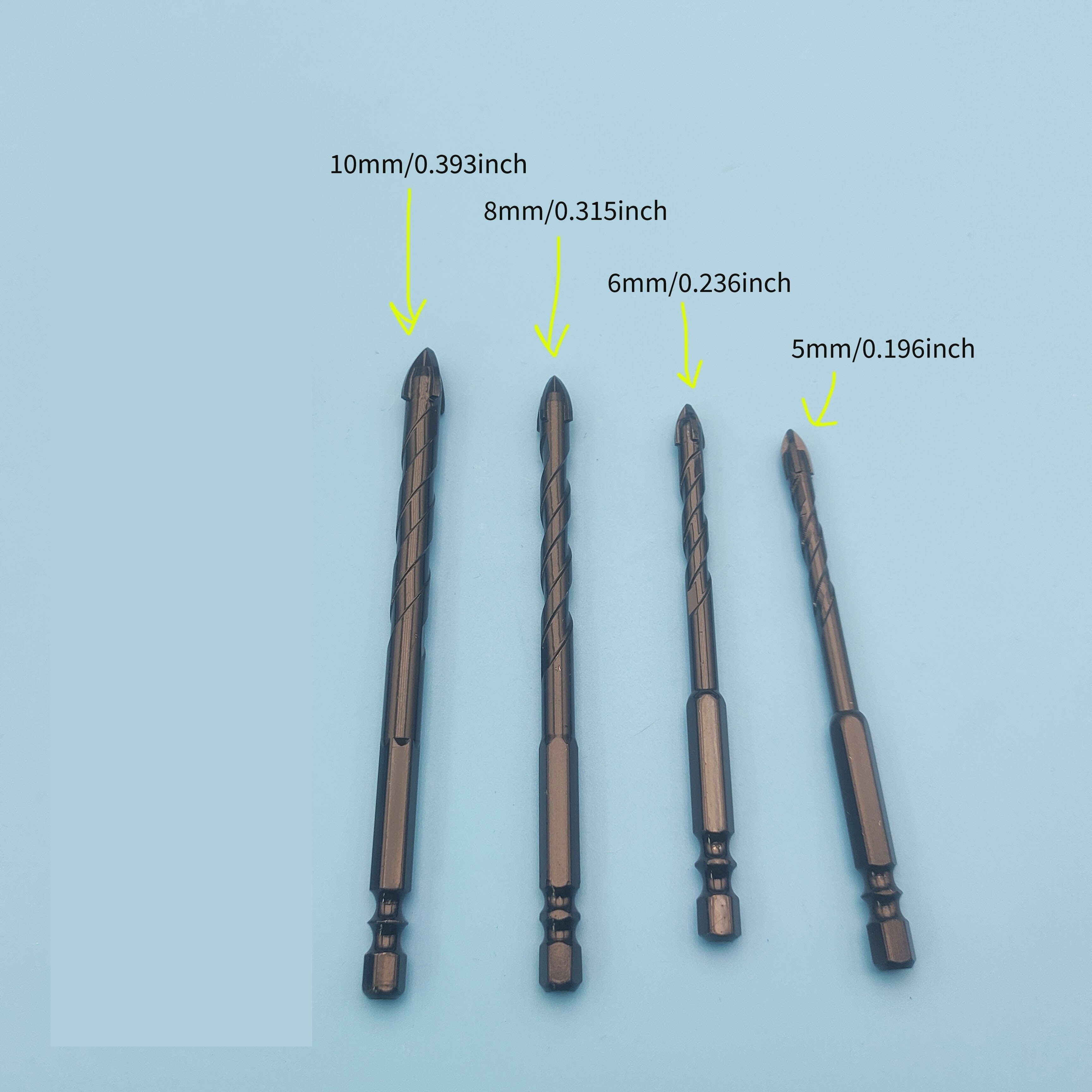 [5+6+8+10]4pcs Concrete Bit Kit Masonry Bits Of Brick Glass Plastic And Wood Carbide Tip With Tile Wall