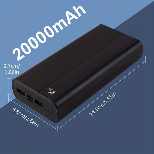 charging mobile power bank 10000mah 20000mah suitable for iphone pd 20w and qc3 0 22 5w usb a type c mccio port led display screen outdoor camping emergency backup battery pack portable charger with built in cables