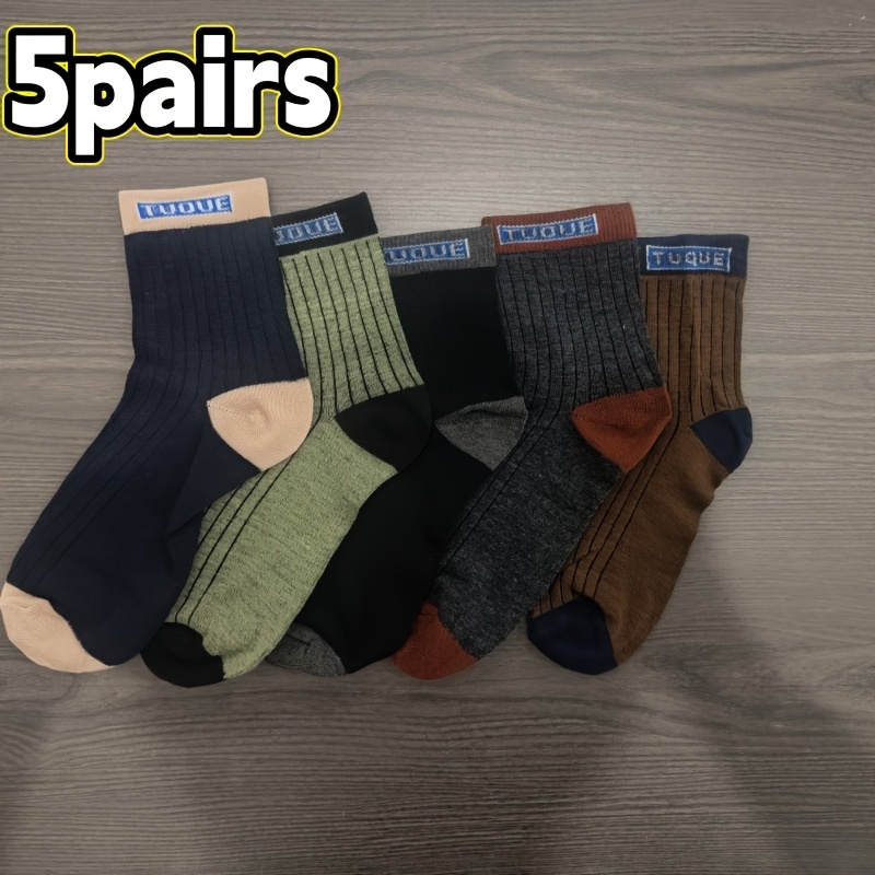 TEMU 10 pièces/5 paires de chaussettes thermiques épaisses pour homme - Chaussettes de randonnée à compression rembourrée et épaissie, respirantes,
