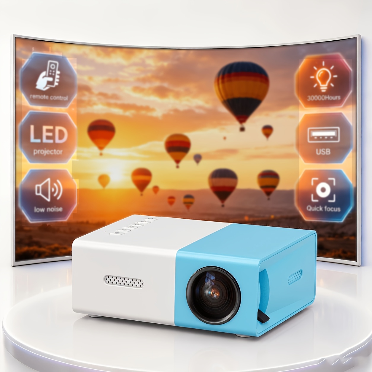 Portable Mini LED Projector with Remote & Speaker