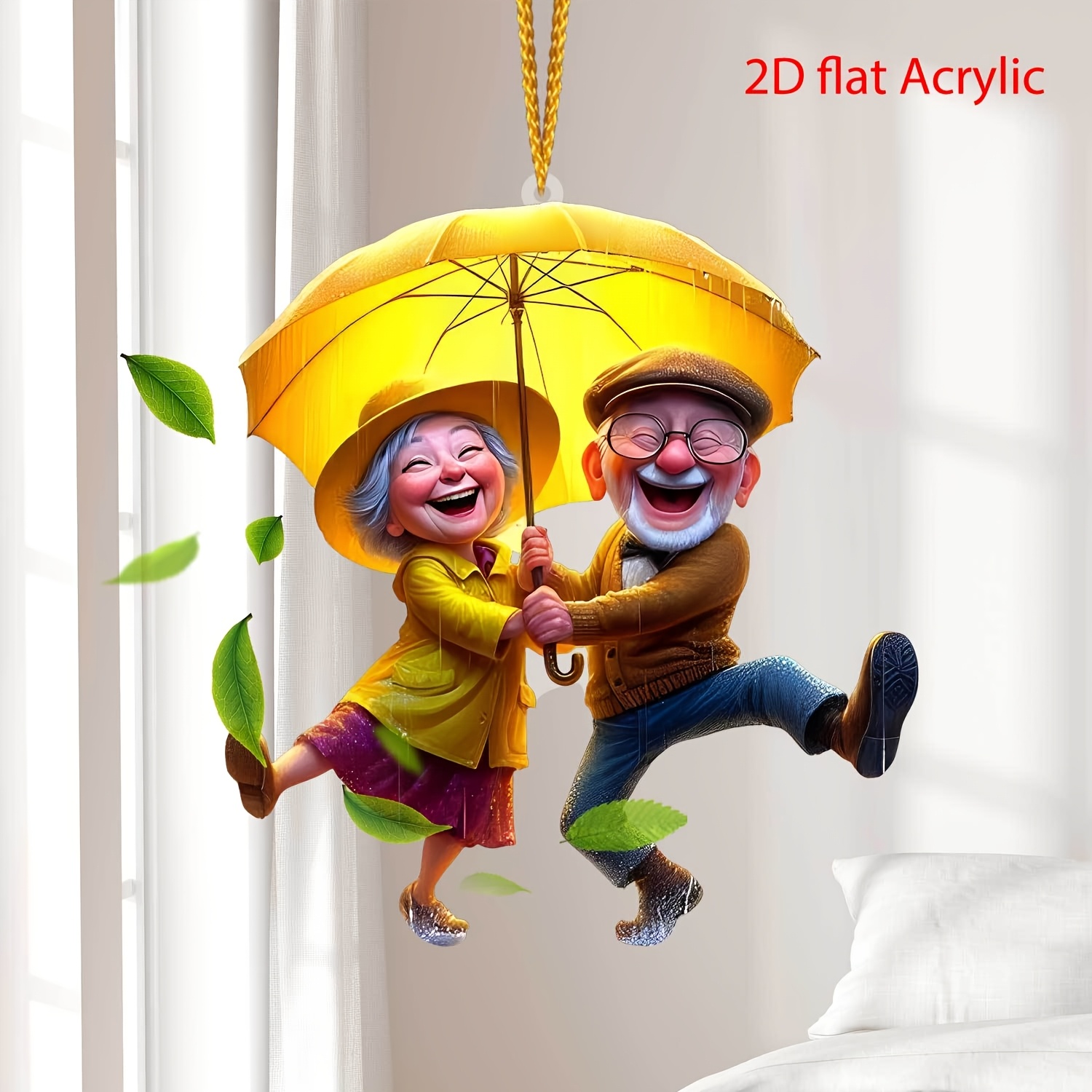 

1pc Style Acrylic Walking In Couple Pendant - Portable 2d Flat Hanging Ornament For Living Room, Bedroom, Car Mirror, Backpack - Family Theme Decor Without Electricity