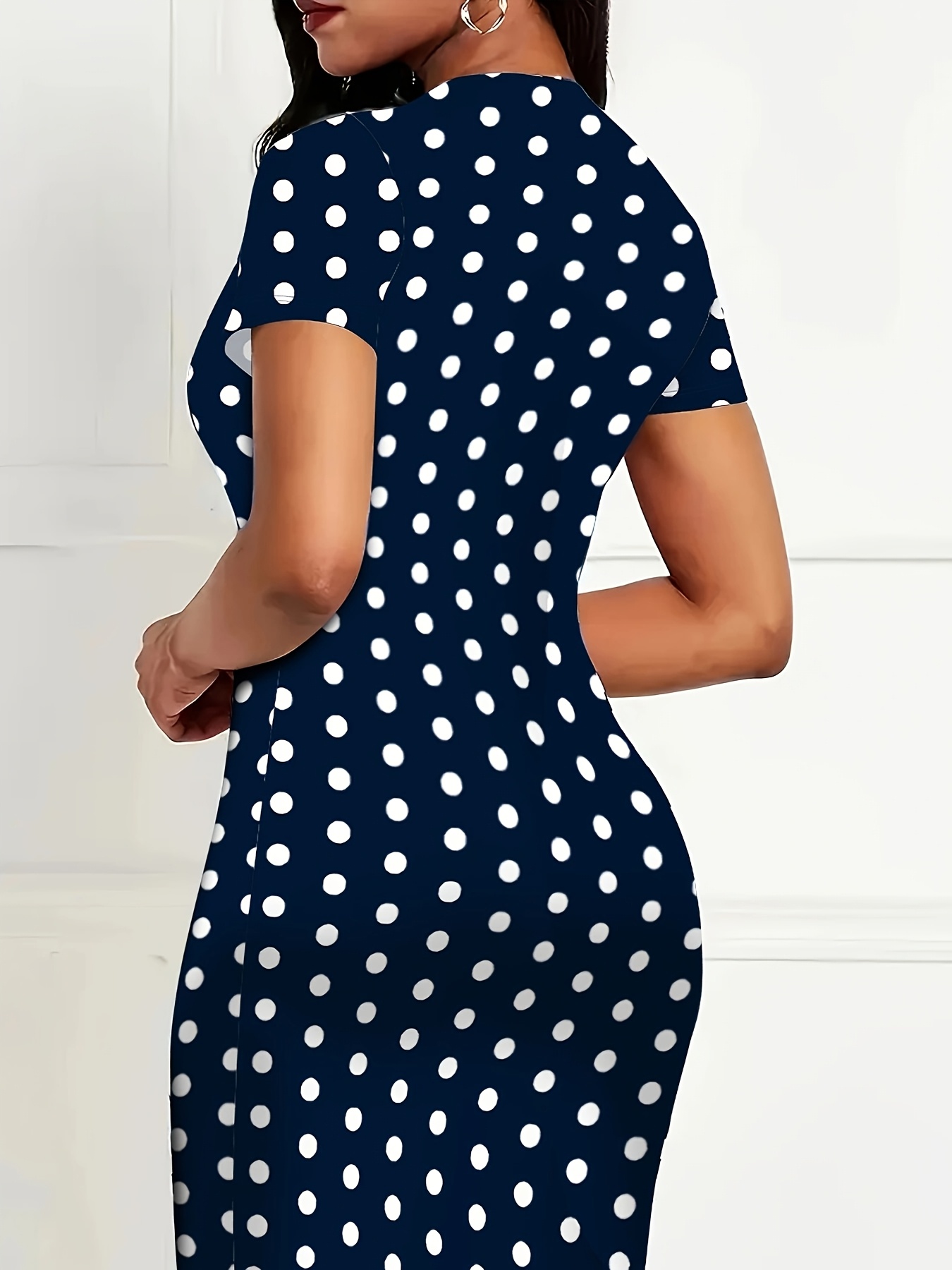womens elegant polka dot bodycon dress women's clothing - Temu