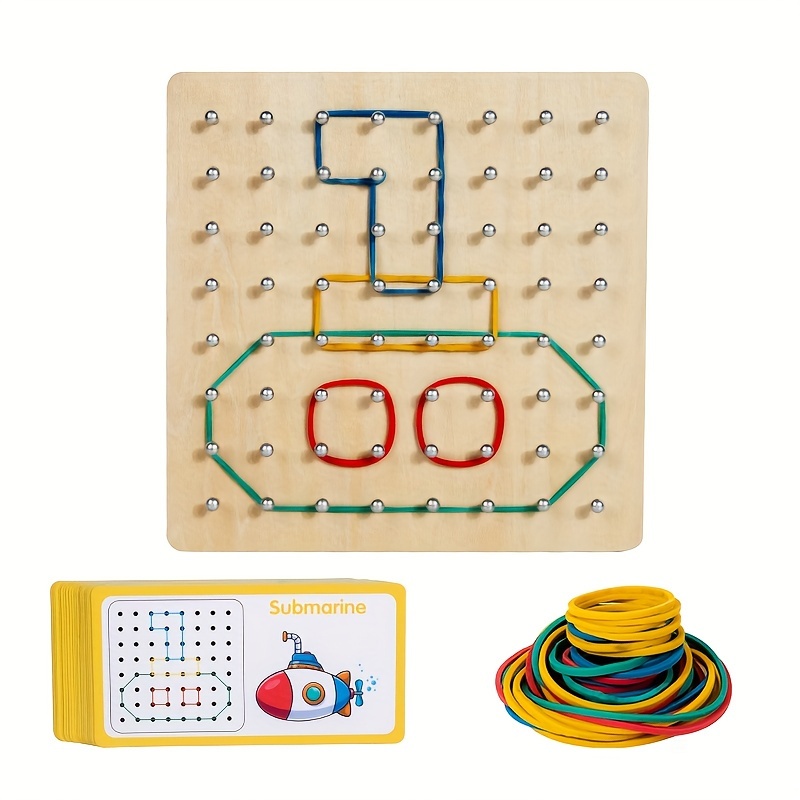 Wooden Geometric Pegboard, A Toy Featuring Geometric Shapes, Jigsaw Puzzle, An Ideal Holiday Gift