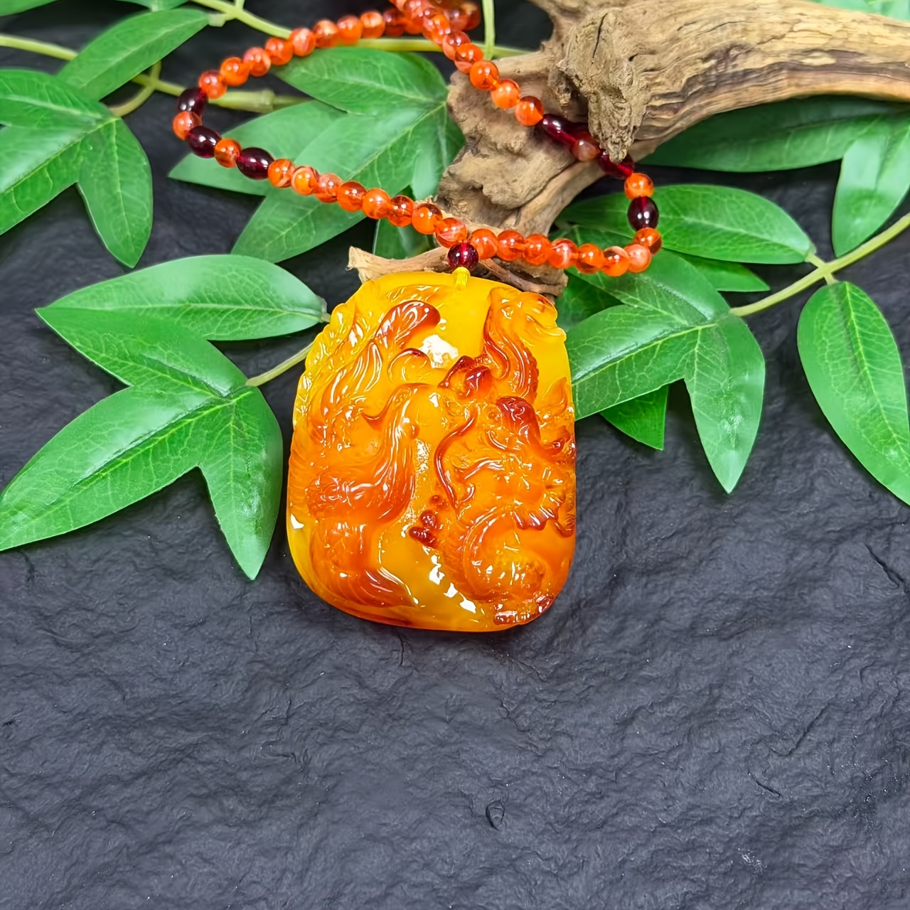 Exquisite Re-waxed Dragon and Phoenix Pendant Necklace