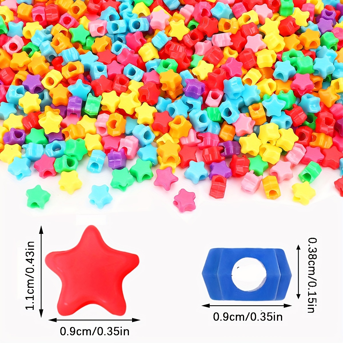 

500/1000pcs Rainbow Star Beads - Large Hole Spacer Beads For Diy Jewelry, Friendship Bracelets & Crafts - Vibrant Colors For 4th Of July & Pride Party Decorations