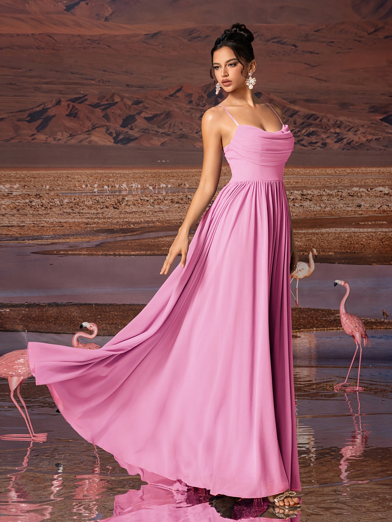 womens elegant lavender chiffon evening gown strapless - Temu
