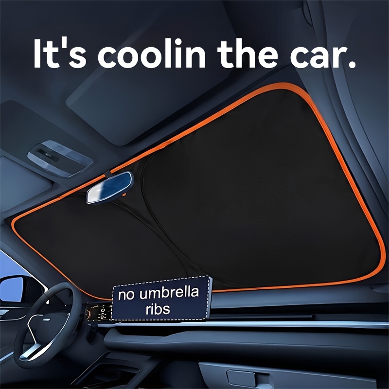 the   car front windshield sunshade features a convenient storage design that requires no drilling for installation   seamlessly around the edges and   with high density light blocking fabric that has a reflective coating