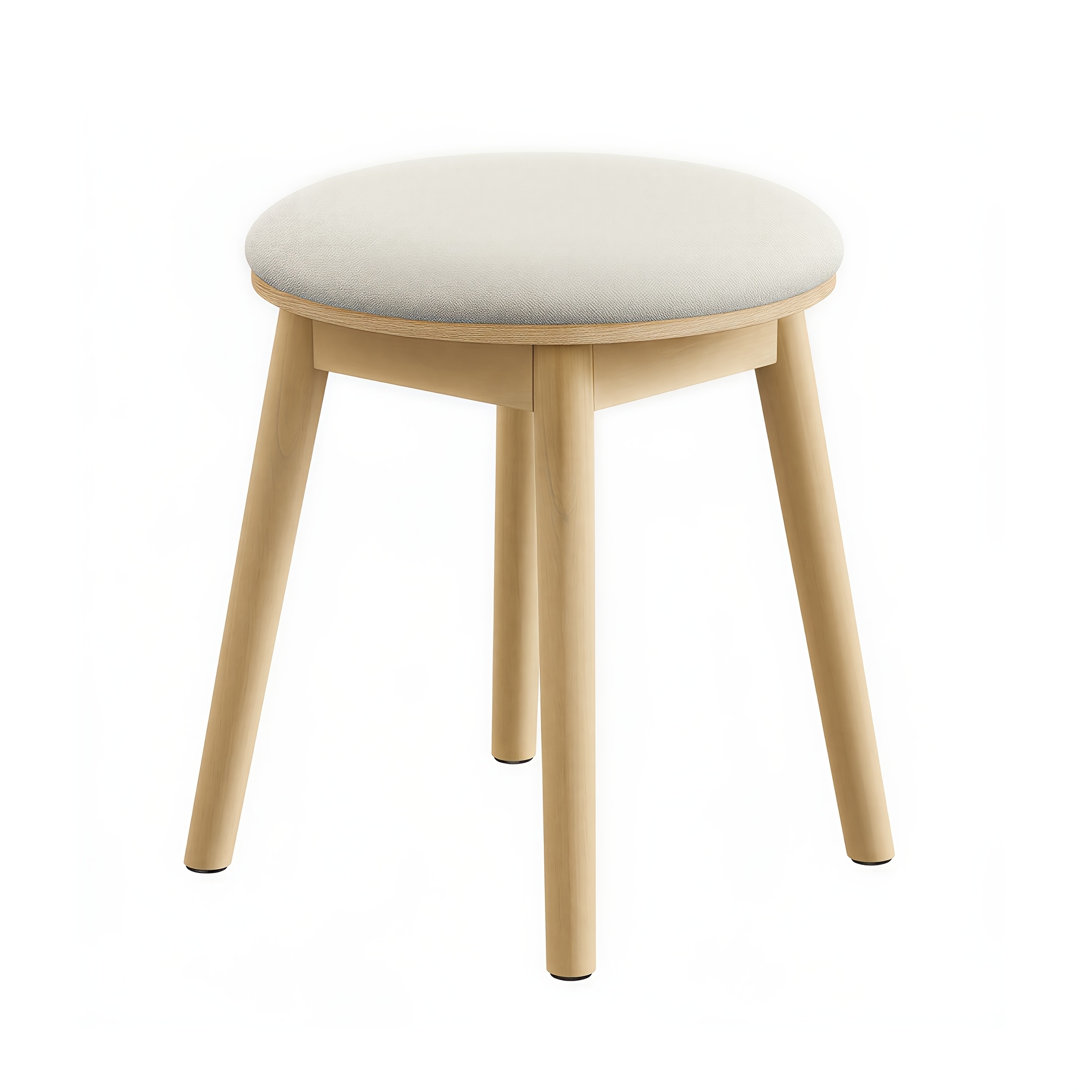 Image of Vanity Set With Stool, Wooden Legs And Non-slip Pads, Makeup Table For Bedroom, Round Footrest, White And Beige, 37 X 37 X 43cm