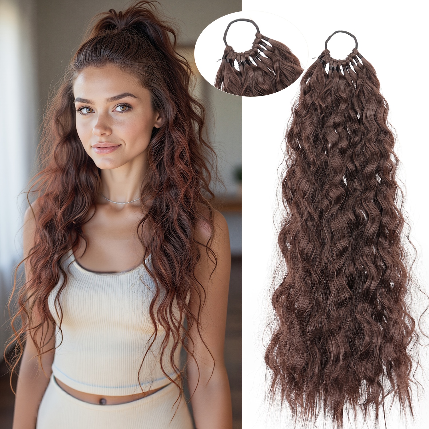 Free Weave Curly Ponytail Wig, Fashionable Synthetic High-heat Resistant Ponytail Wig, Suitable For Daily Wear, Adds Volume, Ideal For Holiday Parties, Halloween, And Christmas