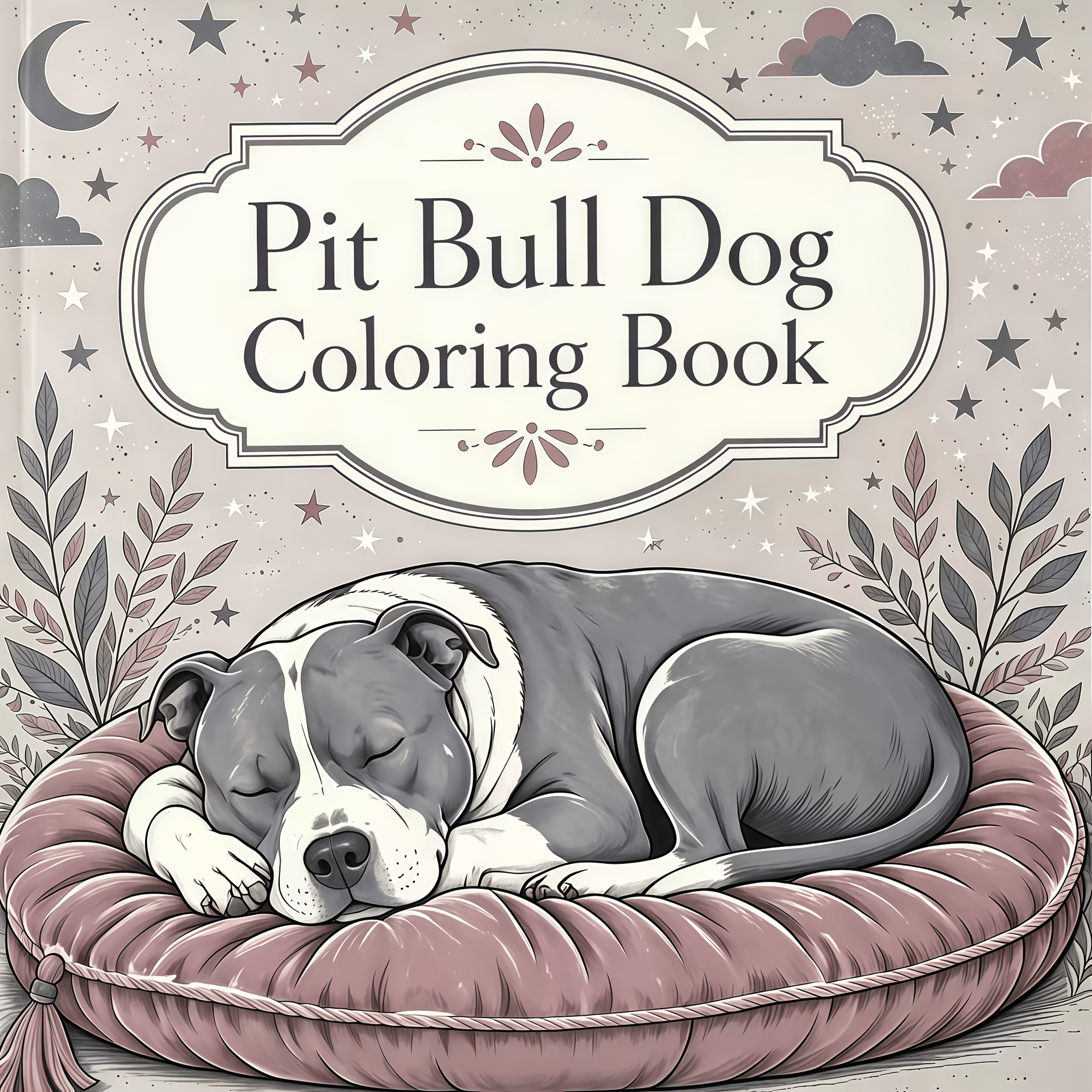 TEMU Pitbull Coloring Book, Suitable For Stress Relief Activities, Includes Retro Pitbull Puppy Patterns And Coloring Pages, As A Gift For Christmas,